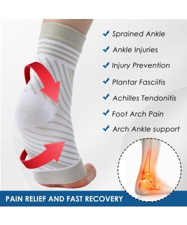 4 Pairs Neuropathy Socks Plantar Fasciitis Foot Compression Support Men Women M White - Buy Online on GoSupps.com