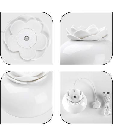 FiveSda Ceramic Essential Oil Diffuser | Cute Lotus USB Aromatherapy Humidifier for Bedroom Home | 7 Colors LED Light Auto Shut-Off | White Night Light - Buy Online on GoSupps.com