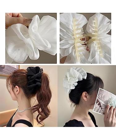 Bow Bubbleclips Chiffon Silk Hair Claw Clips Large Claw Clips for Thick Hair Hair Bow Hair Pins (A+C) - Buy Online on GoSupps.com