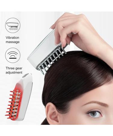 Electrical Hair Growth Comb - Vibration Therapy & Red Light for Hair Loss & Strengthening | Daily Use (White) - Buy Online on GoSupps.com