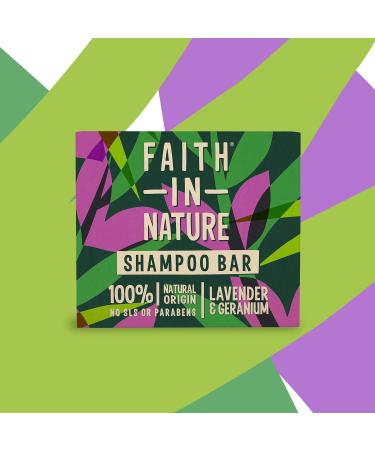 Faith In Nature Lavender & Geranium Shampoo Bar - Vegan, Cruelty-Free, SLS & Paraben-Free 85g - Buy Online on GoSupps.com