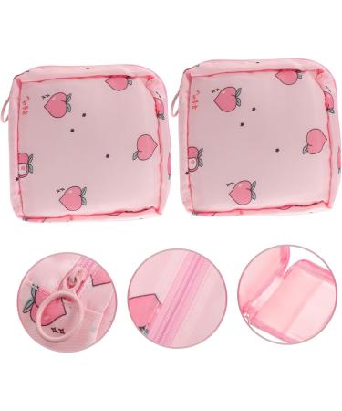 Stylish 2-Piece Healeved Container Napkin & Cosmetic Bag - Pink Travel Organizer for Handbags & Wallets | 12x12cm - Buy Online on GoSupps.com