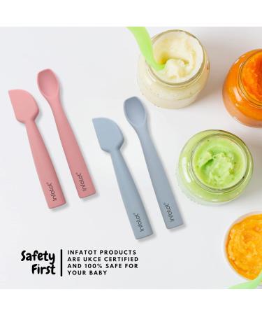 Infatot Silicone Baby Weaning Spoons Set - Perfectly Sized Cutlery for 4 Months+ - Baby Feeding Spoons for Infant Self Feeding - Plum - Buy Online on GoSupps.com