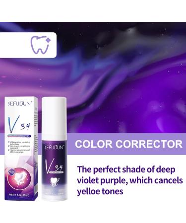 V34 Purple Toothpaste - Color Correction & Stain Removal - 2-Piece Set for Enamel & Sensitivity Improvement - International Shipping - Buy Online on GoSupps.com