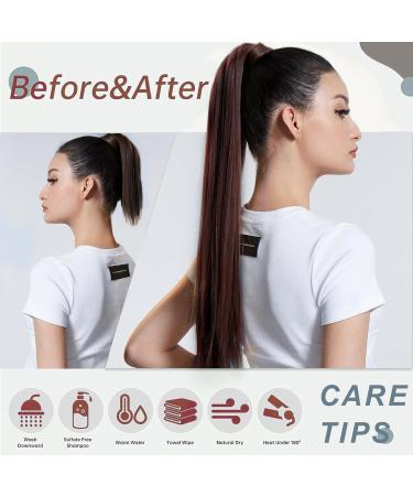 22-Inch Dark Brown Long Straight Ponytail Extension | Magic Paste Wrap Around | 110g Hair Extension - Perfect for Instant Glam - Buy Online on GoSupps.com