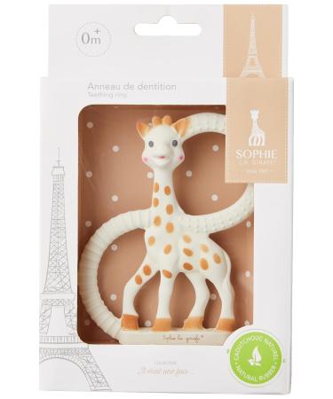 Sophie la girafe Baby Teething Ring 100% Natural Rubber Phthalate-free Easy to Grip Baby Teether Suitable for Newborn Babies Single Sophie La Girafe Teething Ring (Gift Box)