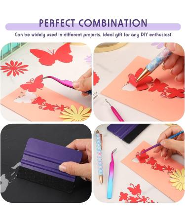 4 Pcs Pin Pen Weeding Tool Kit - Vinyl Squeegee, Tweezers, Weeders & More in Blue Purple - Buy Online on GoSupps.com