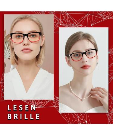 Kerecsen 3 Pack Women's Reading Glasses - High-Quality Rectangular Design with Feather Hinges - Comfortable 1.25 Magnification in Deep Red - Buy Online on GoSupps.com
