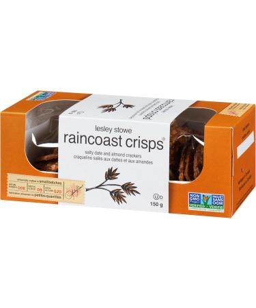Lesley Stowe Raincoast Crisps Salty Date Almond Crackers (Pack of 12) - Artisanal Crackers Charcuterie Crackers Baked in Small Batches Non-GMO Kosher Certified 12 x 150g Salty Date & Almond 150 g (Pack of 12) - Buy Online on GoSupps.com