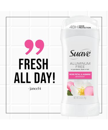 Suave Aluminum Free Deodorant for Women Rose Petal and Jasmine 48-Hour Odor Protection Free of Talc Parabens & Dyes 2.6 oz (Pack of 12) - Buy Online on GoSupps.com