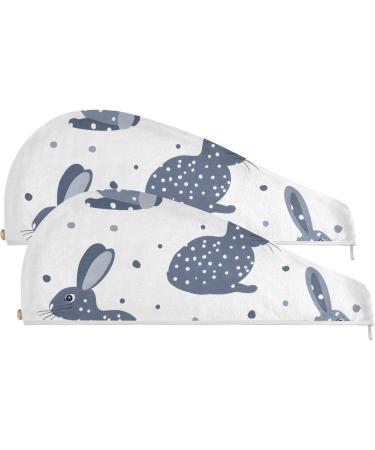 Rabbit Spot Hair Towel 2 Pack | Super Absorbent Quick Dry Hair Turbans for Women & Girls | Perfect Head Towel with Button Twisty Wrap - Buy Online on GoSupps.com