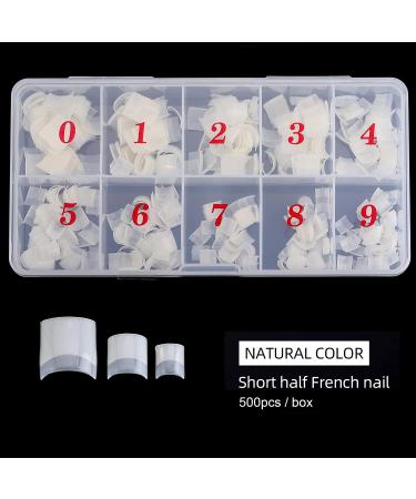 Fake Nails 500PCS Short Square Nail Tips Half Cover French Acrylic Nails A-short square nails-natural - Buy Online on GoSupps.com