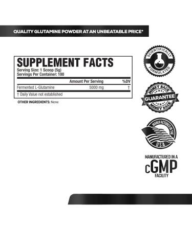Vegan Fermented L-Glutamine Powder 500g - 100 Servings for Muscle Recovery & Immunity Support - No Fillers, Unflavored - Buy Online on GoSupps.com