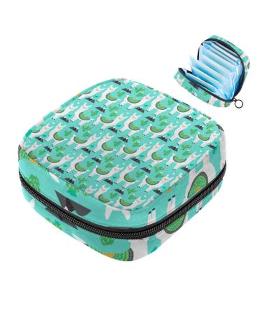 Napkin storage bag with alpaca pattern portable period bag for women teenagers girls menstrual cup breastfeeding pillow holder
