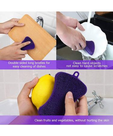 Clisted Larger Size Silicone Sponge for Dishes Washing Kitchen Gadgets Double Sided Silicone Sponge Brush ( 4 PCS) - Buy Online on GoSupps.com