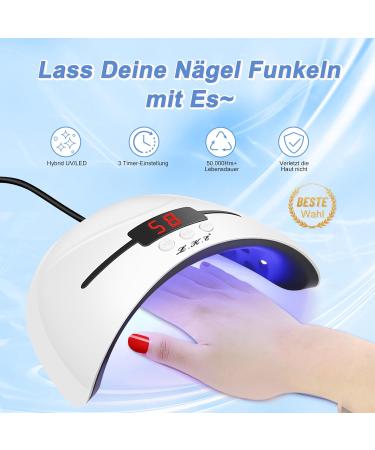 36W UV Lamp for Gel Nails - Professional LED Nail Dryer with 3 Timers LCD Display & Car Sensor - Perfect Valentine's Day Gift for Women (White) - Buy Online on GoSupps.com