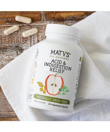 Matys Acid & Indigestion Relief Capsules | All Natural Heartburn Relief with Ginger & Turmeric | 60 Count (30 Servings) | Safe & Effective Formula - Buy Online on GoSupps.com