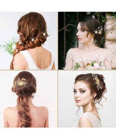 Bridal Wedding Hair Pins Flower Hairpieces Rhinestone Hair Accessories Pearl Hair Comb Hair Clips for Bride Bridesmaid 8 Pieces - Buy Online on GoSupps.com