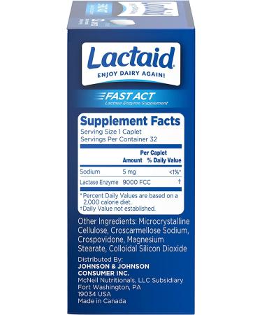 Lactaid Fast Act Lactose Intolerance Relief Caplets - 32 Travel Packs, 32 Count (Pack of 1) - Buy Online on GoSupps.com