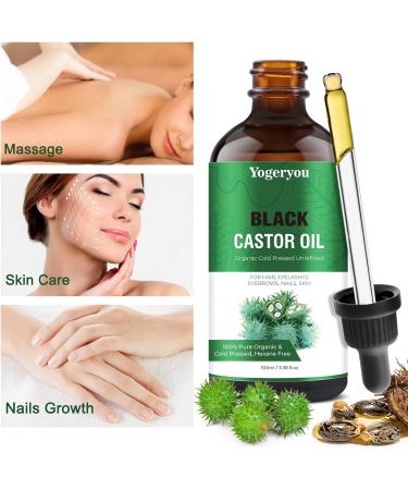 YogerYou Jamaica Organic Black Castor Oil - Cold Pressed for Hair, Skin, and Nails - Hexane Free and Unrefined - Glass Bottle - Eyelash and Eyebrow Growth Serum - Buy Online on GoSupps.com