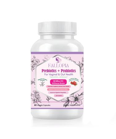 Fallopia Probiotics for Women with Prebiotic Cranberry d Mannose Digestive Enzymes & Hibiscus 34 Strains 100 Billion CFU Feminine Care Supplement for Vaginal Gut Urinary Health and pH Balance Support