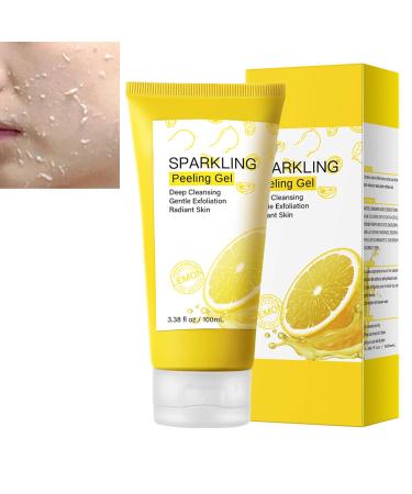 KOAHDE Skin Brightening Exfoliating Gel Exfoliating Gel Scrub Face Body Exfoliating Peeling Gel Exfoliating Whitening Gel Lemon Peeling Gel Lemon Face Exfoliator Gel Whitening Deep Exfoliator 3.38OZ