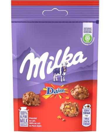 Milka DAIM - Pack of 4 Sachets of Snax Milka Suede - Cornflakes and Suede Coated with Milka Milk Chocolate - Soft Chocolate Alpine Milk - Pack of 4 x 145 g - Buy Online on GoSupps.com