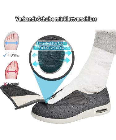 Women's Wide Width Diabetic Walking Shoes - Adjustable & Breathable - Dark Gray - 40EU - Buy Online on GoSupps.com