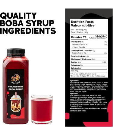 Syrup for Bubble Tea | 12 Ounces (354 ML) | Brown Sugar Boba Flavored Syrup for Tapioca Pearls and Desserts (Strawberry) - Buy Online on GoSupps.com