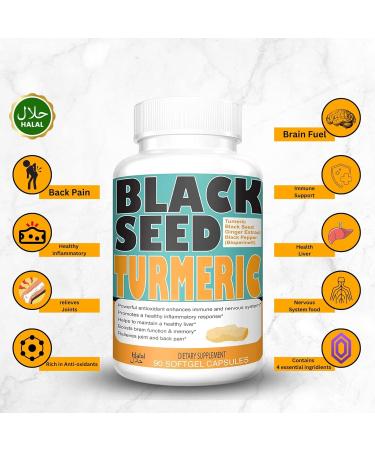 Pure Halal Turmeric Curcumin with Black Seed Powder 150mg - 60 Capsules - Buy Online on GoSupps.com