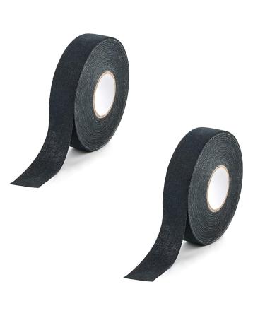 Mhymx 2 rollers rack tape thug tape ice hockey 50m 25mm slide -resistant hockey tape self -adhesive grip straps sports handle tape tennis racket (black)