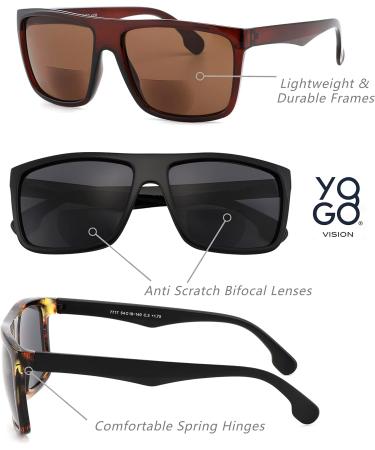 Yogo Vision Bifocal Reading Sunglasses for Men & Women - UV400 Classic Retro Style Readers Eyewear | 3 Pack +2.5 Black - Buy Online on GoSupps.com