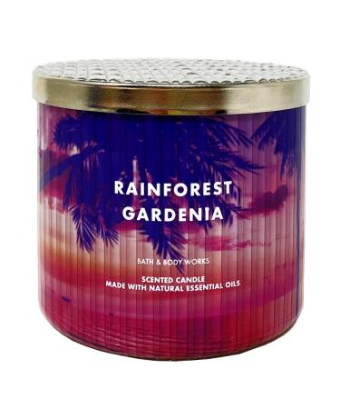 Bath and Body Work Rainforest Gardenia 3-Wick Scented Candle - 14.5 oz / 411 g Purple