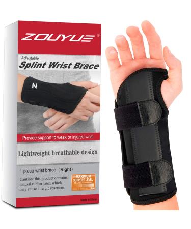ZOUYUE Carpal Tunnel Wrist Brace Adjustable Wrist Splint for Men Women Night Sleep Splint Wrist Brace Support for Pain Relief Tendonitis Sport Injuries - Right Hand Right-Fits Most right