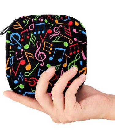 Colorful Music Notes Menstrual Bag - Zippered Pouch for Tampons & Ladies Napkins | Stylish Collector Bag for Women & Girls - Buy Online on GoSupps.com