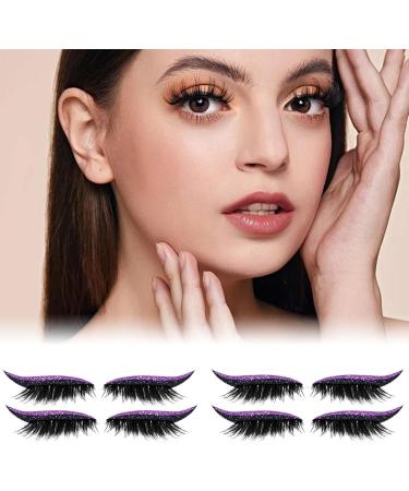 MWZBTG Fake eyelashes 4 Pairs SelfAdhesive Eyelash Strips Reusable Make Up Glue for Daily Use Party Travel Purple - Buy Online on GoSupps.com