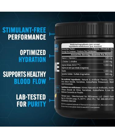 PEScience High Volume Pre Workout Powder with L Arginine Nitrate Guava Pineapple Punch 36 Scoops Caffeine Free - Buy Online on GoSupps.com