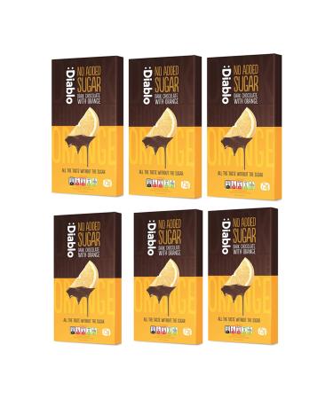 Diablo Diablo Pack of 6 Dark Chocolate Bars with Orange | No Added Sugar Gluten-Free | Suitable for Diabetics | Perfect for Gifting | 75g