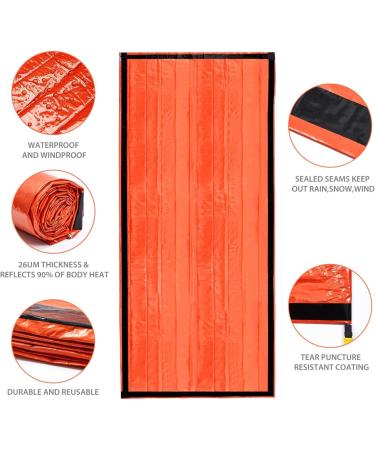 Esky Emergency Sleeping Bag 2 Pack - Waterproof Lightweight Survival Shelter Blanket with Compass and Whistle - for Camping, Hiking, Outdoor Adventure - Buy Online on GoSupps.com