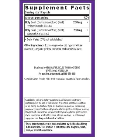 New Chapter Holy Basil Force - 120 Vegetarian Capsules for Stress Relief & Wellness - Buy Online on GoSupps.com
