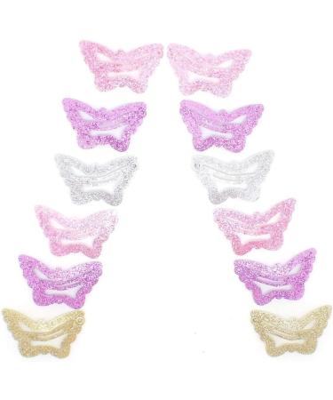 Topkids Accessories Baby Girls Hair Clips Glitter Small Mini Snap Hair Clip Bendies Sleepies Little Girls Babies Tiny Clips 3cm / 1.2" (12pc Butterfly) - Buy Online on GoSupps.com