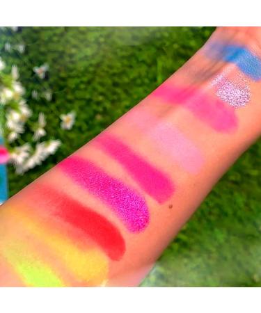 7Days Neon Eyeshadow Palette - 9 Vibrant UV Glow Colors for Black Light Halloween Rave & Festival | Matte Glitter & Shimmer Finish - Buy Online on GoSupps.com