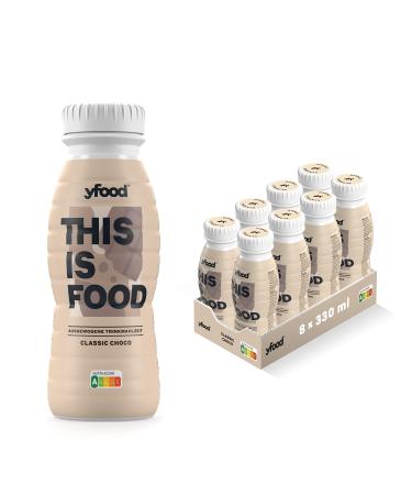 Yfood Drink Classic Choco delicious drinking meal for on the go this is food drink 21g protein 26 vitamins and minerals 8 x 330ml taste chocolate incl. 2.00 Pfand Classic Choco (deposit) 330 ml (8 Pack)