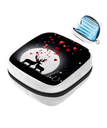 GIAPB Sanitary Napkin Storage Bag Period Bag Tampon Bag Makeup Bag Pad Pouch Valentine's Day Reindeer Color5067