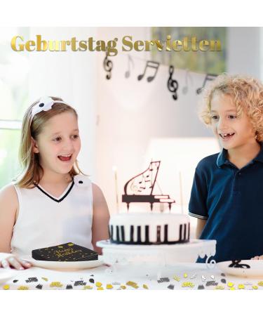 Altcompluser 60 Black Gold Birthday Napkins | 33x33cm Happy Birthday with Confetti - Perfect Party Decoration | International Shipping Available - Buy Online on GoSupps.com