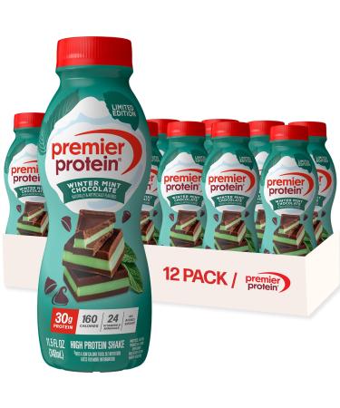 Premier Protein Shake, Limited Edition, Winter Mint Chocolate, 30g Protein, No Added Sugar, 24 Vitamins & Minerals to Support Immune Health, 11.5 fl oz, 12 Pack