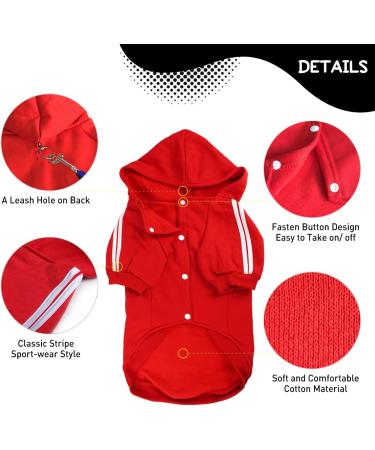 NAMSAN Dog Sweater | Warm Winter Hoodie for Large Dogs | 6XL Red | Button Design Dog Clothes - Buy Online on GoSupps.com