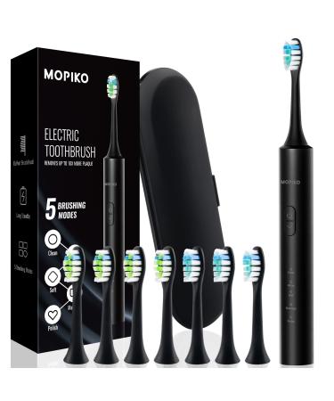 MOPIKO Electric Toothbrush for Adults and Kids Sonic Travel Electric Toothbrush Kit Rechargeable Power Toothbrushes with 8 Heads Smart Whitening Toothbrush USB-C (Black) - Buy Online on GoSupps.com