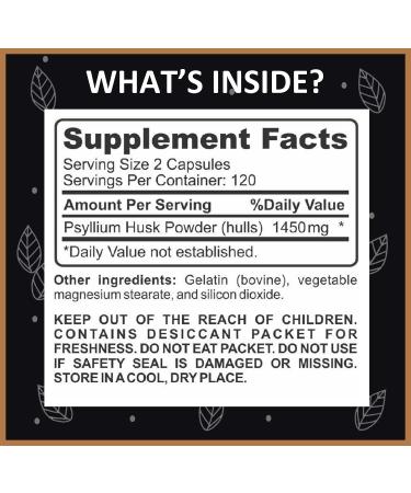 YouFit Psyllium Husk Capsules - 1450mg Soluble Fiber Supplement for Intestinal Health - 240 Capsules - Buy Online on GoSupps.com