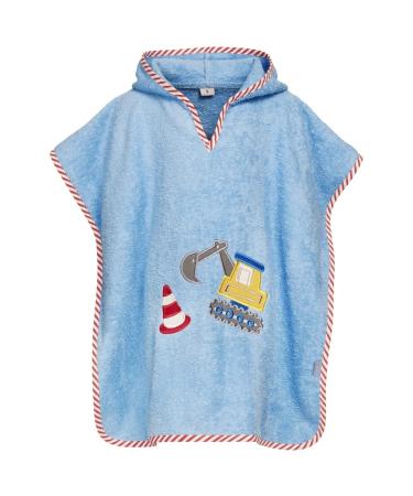 Playshoes Unisex Children's Terry Cloth Poncho Bathrobe Towel S (up to approx. 4 years) Excavator